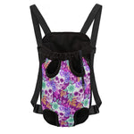 Neon Skull Floral Pattern Print Pet Carrier Backpack