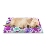 Neon Skull Floral Pattern Print Pet Cooling Mat Cover