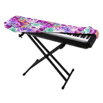 Neon Skull Floral Pattern Print Piano Keyboard Cover