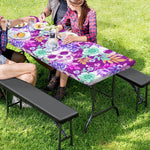 Neon Skull Floral Pattern Print Picnic Table Cover