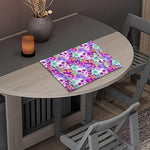 Neon Skull Floral Pattern Print Placemat
