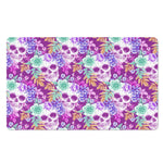 Neon Skull Floral Pattern Print Polyester Doormat