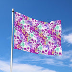 Neon Skull Floral Pattern Print Polyester Flag