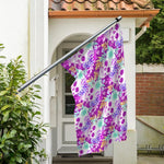 Neon Skull Floral Pattern Print Polyester Flag