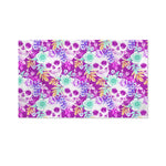 Neon Skull Floral Pattern Print Polyester Flag