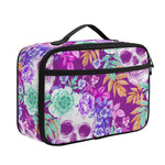 Neon Skull Floral Pattern Print Portable Lunch Bag