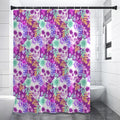 Neon Skull Floral Pattern Print Premium Shower Curtain