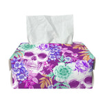 Neon Skull Floral Pattern Print Rectangle Tissue Box Cover