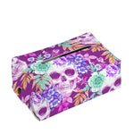 Neon Skull Floral Pattern Print Rectangle Tissue Box Cover
