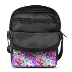 Neon Skull Floral Pattern Print Rectangular Crossbody Bag
