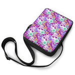 Neon Skull Floral Pattern Print Rectangular Crossbody Bag