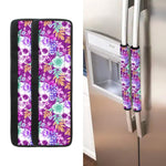 Neon Skull Floral Pattern Print Refrigerator Handle Covers