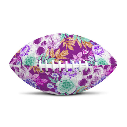Neon Skull Floral Pattern Print Rugby Ball