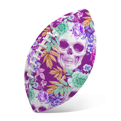 Neon Skull Floral Pattern Print Rugby Ball