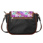 Neon Skull Floral Pattern Print Saddle Bag