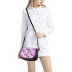 Neon Skull Floral Pattern Print Saddle Bag