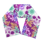 Neon Skull Floral Pattern Print Scarf