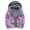 Neon Skull Floral Pattern Print Sherpa Lined Zip Up Hoodie