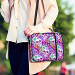 Neon Skull Floral Pattern Print Shoulder Strap Bible Bag