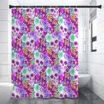 Neon Skull Floral Pattern Print Shower Curtain