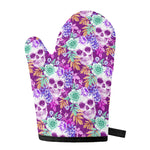 Neon Skull Floral Pattern Print Single Oven Mitt