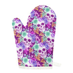 Neon Skull Floral Pattern Print Single Oven Mitt