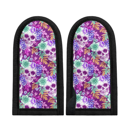 Neon Skull Floral Pattern Print Skillet Handle Cover