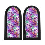 Neon Skull Floral Pattern Print Skillet Handle Cover
