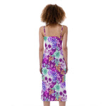 Neon Skull Floral Pattern Print Slim Fit Midi Cami Dress
