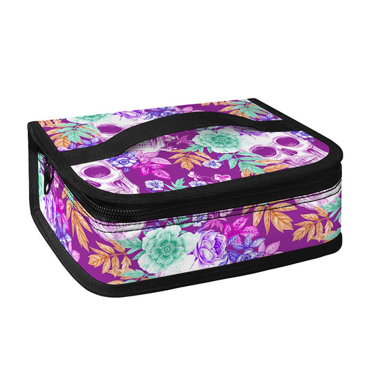 Neon Skull Floral Pattern Print Small Lunch Bag