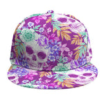 Neon Skull Floral Pattern Print Snapback Cap