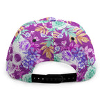 Neon Skull Floral Pattern Print Snapback Cap