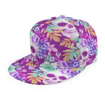 Neon Skull Floral Pattern Print Snapback Cap