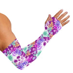 Neon Skull Floral Pattern Print Sun Protection Arm Sleeves