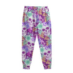 Neon Skull Floral Pattern Print Sweatpants
