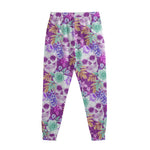 Neon Skull Floral Pattern Print Sweatpants