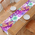 Neon Skull Floral Pattern Print Table Runner