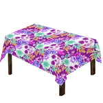 Neon Skull Floral Pattern Print Tablecloth