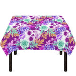 Neon Skull Floral Pattern Print Tablecloth