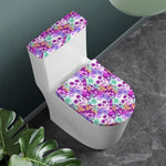 Neon Skull Floral Pattern Print Toilet Lid And Tank Cover Set