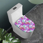 Neon Skull Floral Pattern Print Toilet Lid Cover