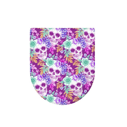 Neon Skull Floral Pattern Print Toilet Lid Cover