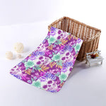Neon Skull Floral Pattern Print Towel