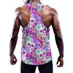 Neon Skull Floral Pattern Print Training Tank Top
