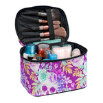 Neon Skull Floral Pattern Print Travel Makeup Bag