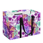 Neon Skull Floral Pattern Print Utility Tote Bag
