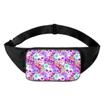 Neon Skull Floral Pattern Print Waist Bag