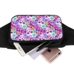 Neon Skull Floral Pattern Print Waist Bag