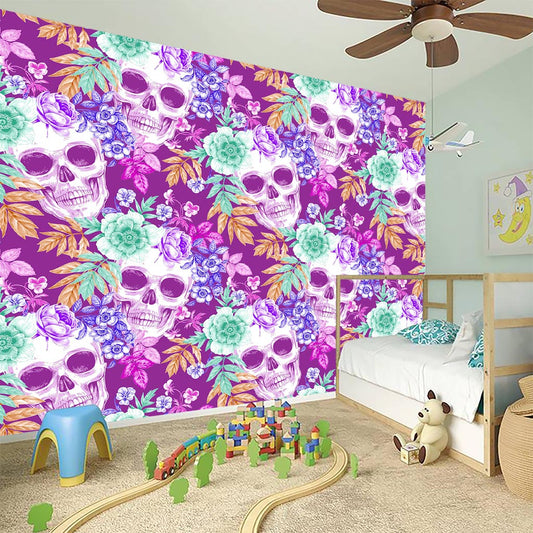 Neon Skull Floral Pattern Print Wall Sticker