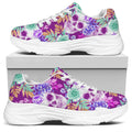 Neon Skull Floral Pattern Print White Chunky Shoes